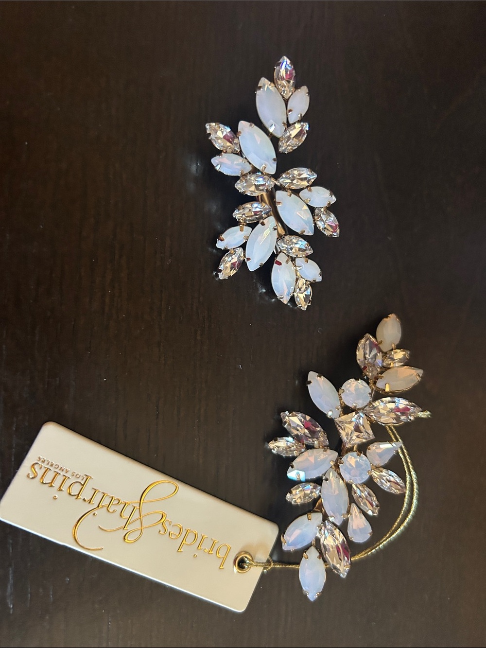 Nordstrom Opal-White and Iridescent Crystal Floral Brooch Set.